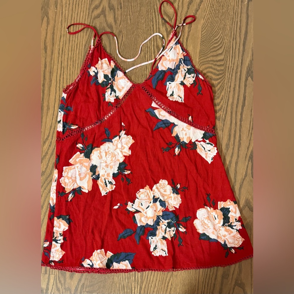 Floral Red Spaghetti Strap tunic/mini - Picture 2 of 6